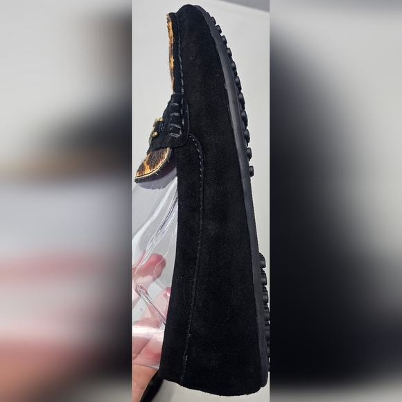 Ralph Lauren Berdine Black Suede Fur Leopard Driving Loafer Size 6.5B - Picture 7 of 13